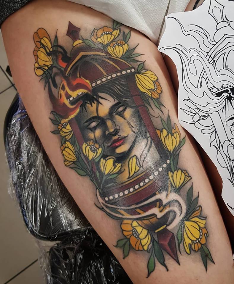 Leg Tattoos, Colour Works Tattoo Studio